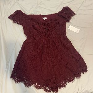 Burgundy Lace Romper Large NWT